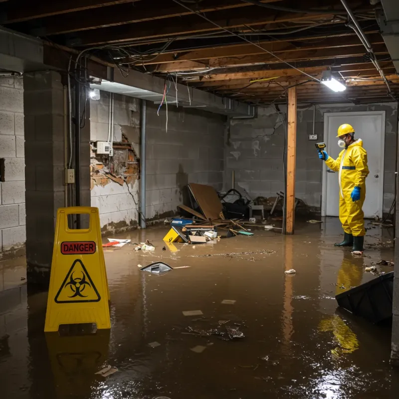 Flooded Basement Electrical Hazard in Worthington, IN Property