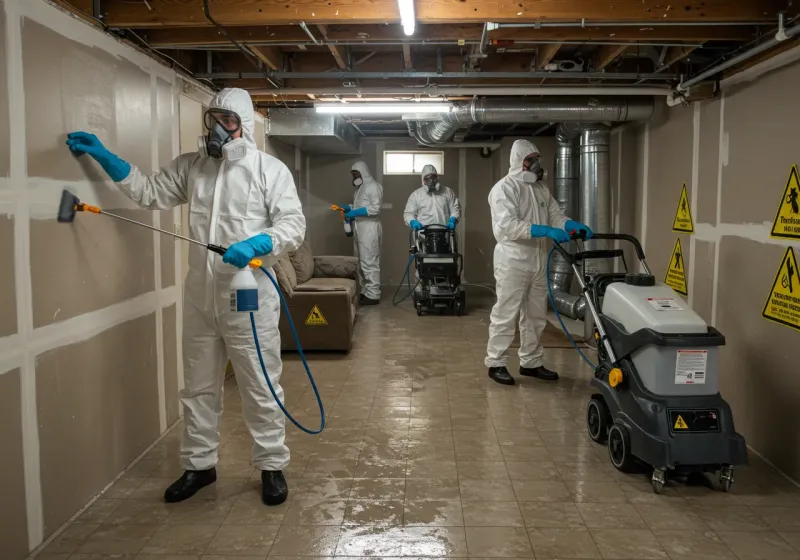 Basement Moisture Removal and Structural Drying process in Worthington, IN